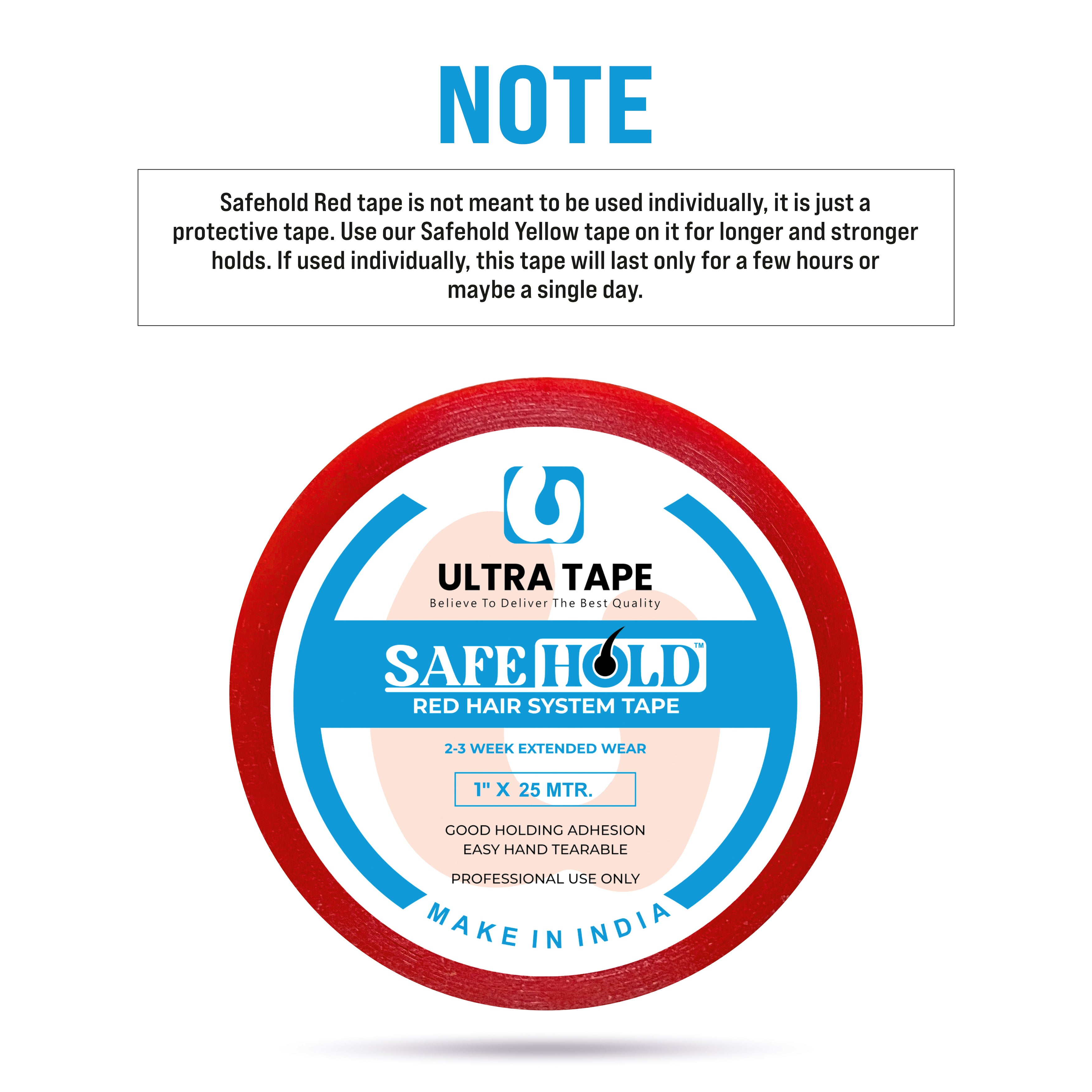 Safe Hold Red Tape - 1" X 25 Mtr, Roll