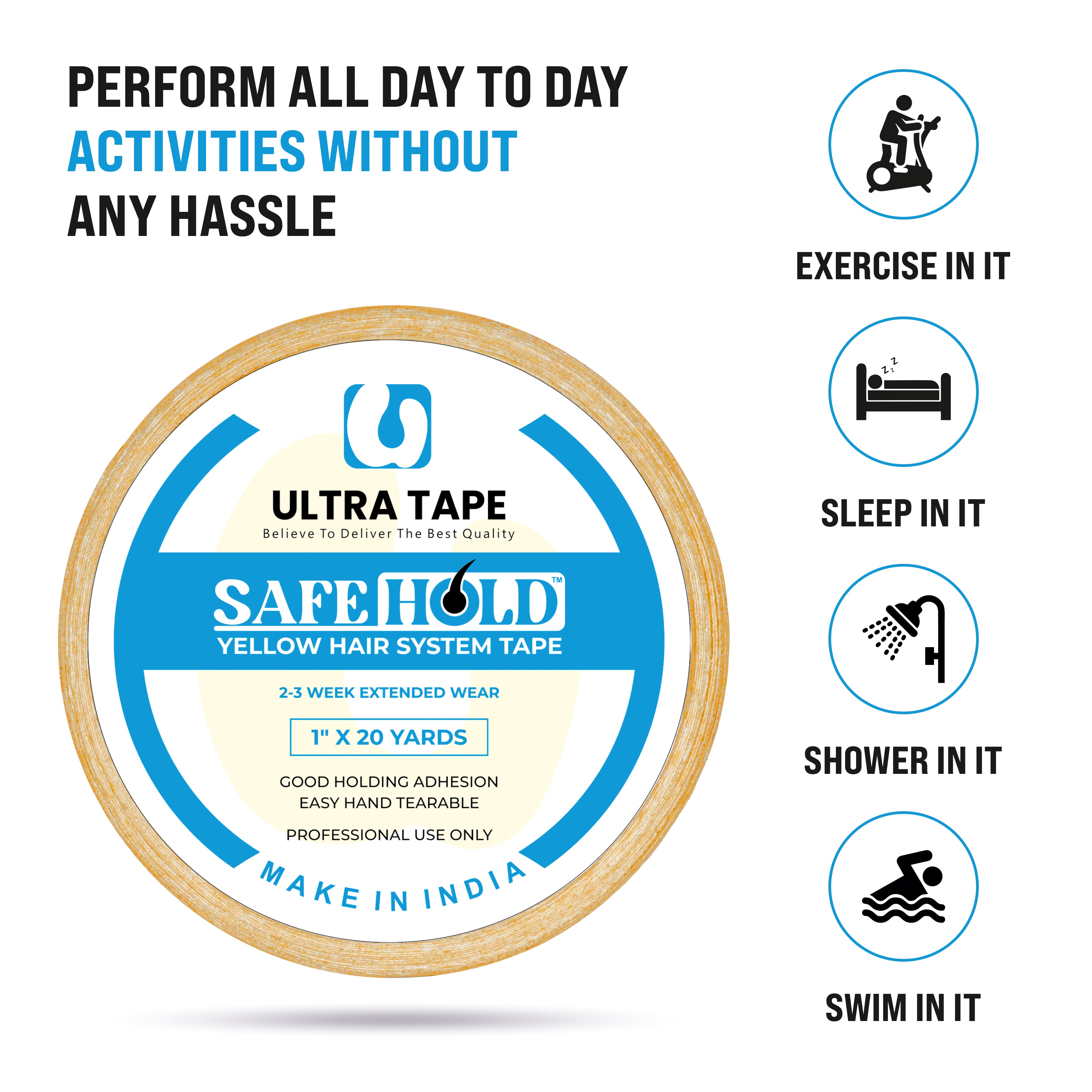 Safe Hold Yellow Tape - 1" X 20 Yds, Roll