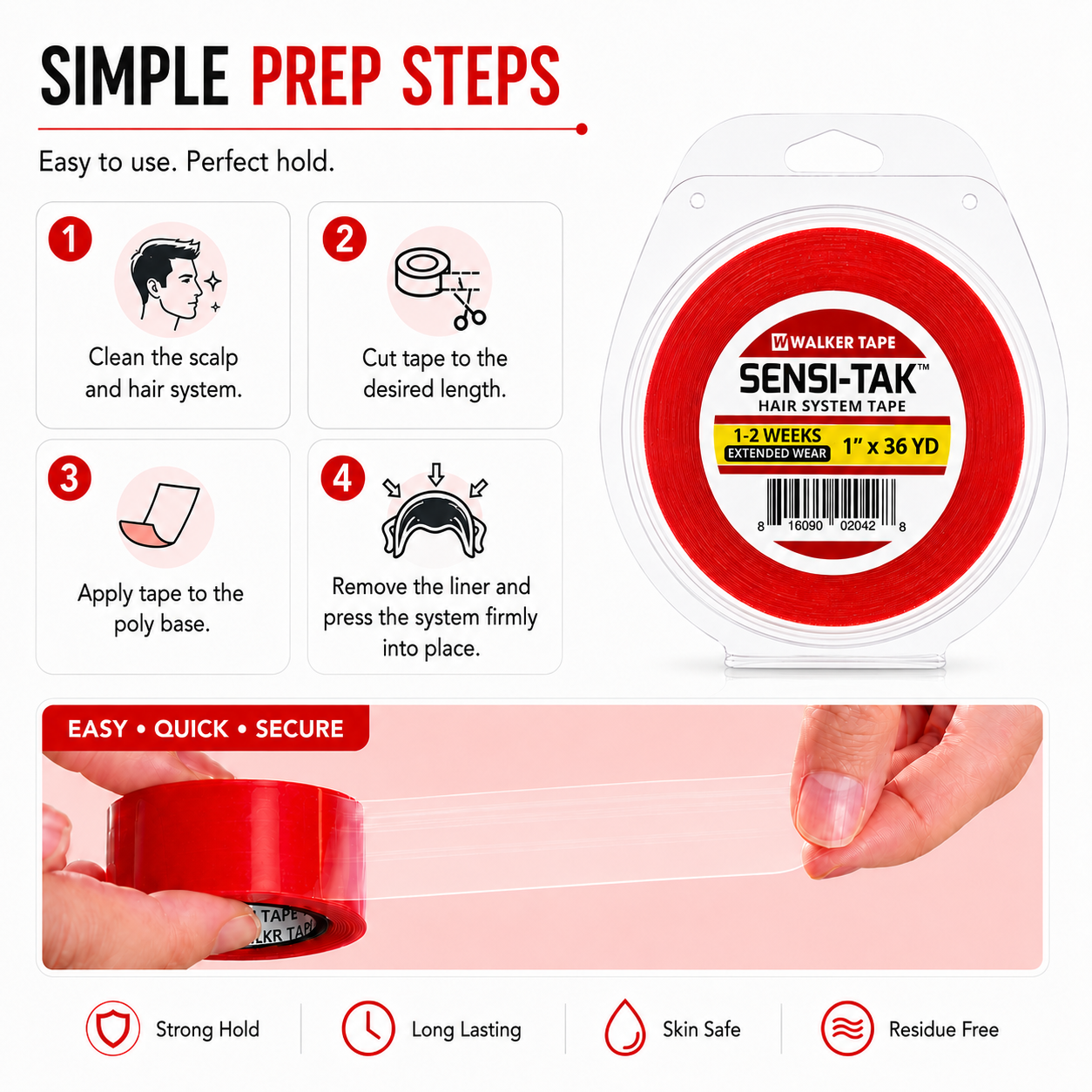 Sensi-Tak Tape - 1" X 36 Yds, Roll