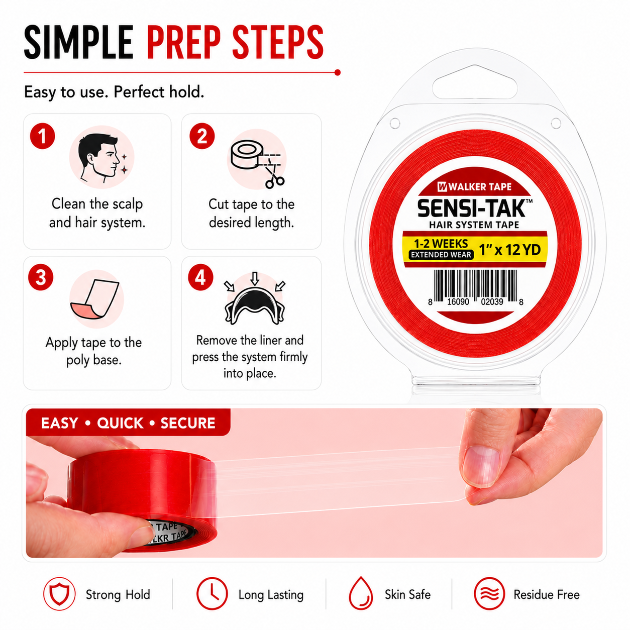 Sensi-Tak Tape - 1" X 12 Yds, Roll