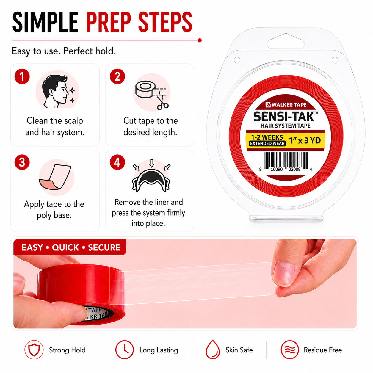 Sensi-Tak Tape - 1" X 3 Yds, Roll